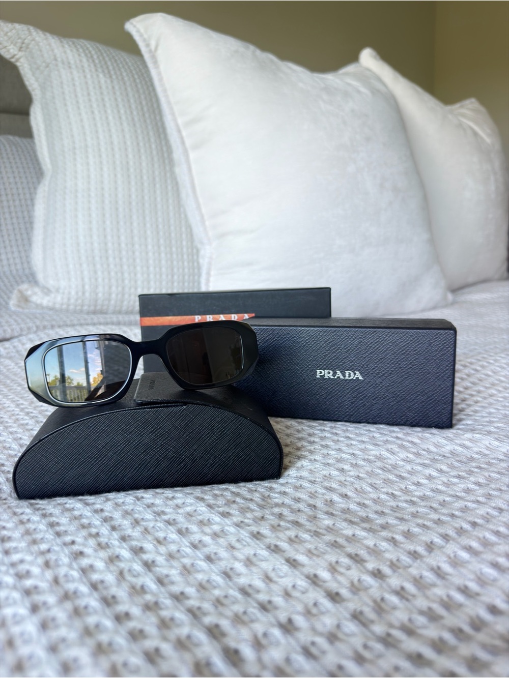 Prada Black Women’s Rectangular Sunglasses